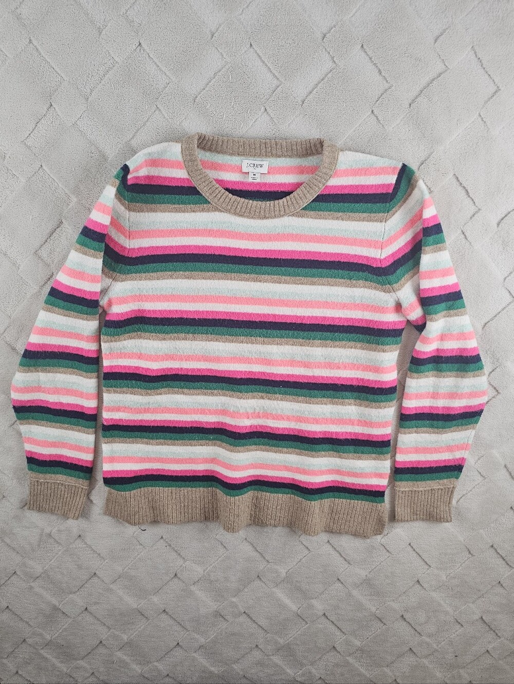J.Crew Extra Soft Yarn Rainbow Striped Sweater Womens Medium
